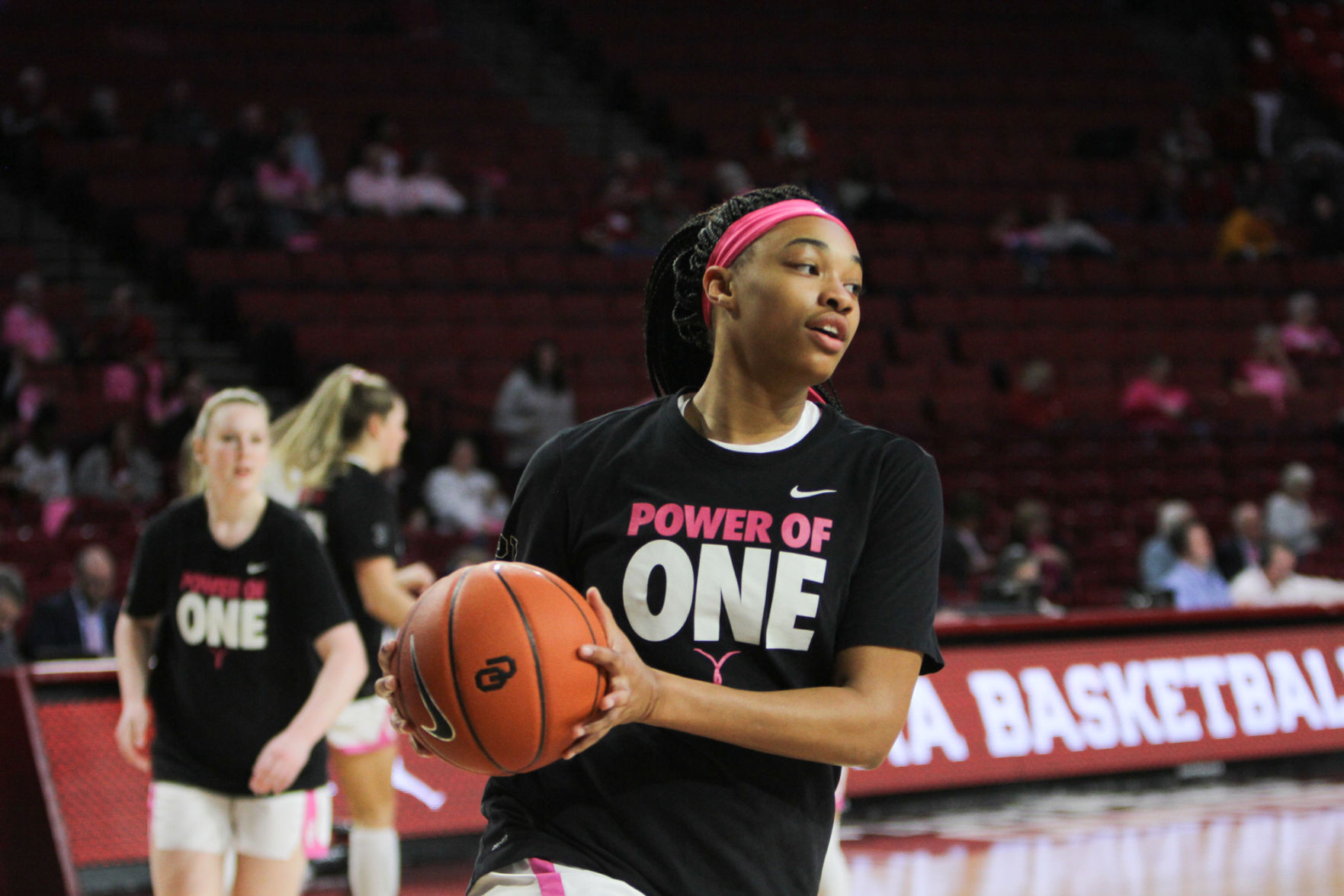 Nydia Lampkin warms up